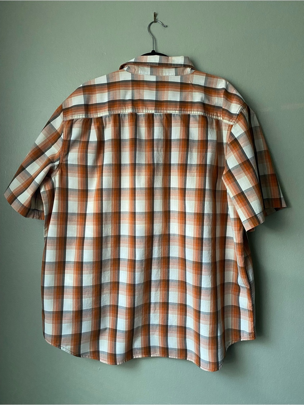 Carhartt Orange, Brown and White Plaid Short-Sleeve Button-Down Shirt - Picture 4 of 4
